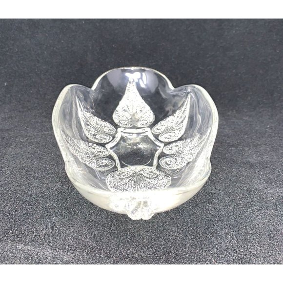 Vintage ANCHOR HOCKING RENAISSANCE Oval Relish Dish ~ Beaded Leaf ~ Mid Century - Picture 3 of 11